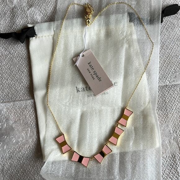 Kate Spade New York Bow Shoppe Row Necklace Pink Gold - Picture 8 of 11